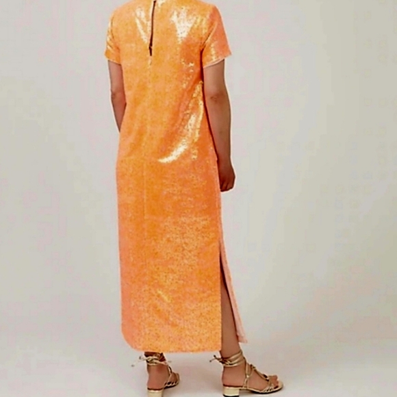 NWT J. Crew Orange Sequin Statement Dress Size 10 - Picture 2 of 9